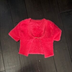 Jacquemus Vibrant Red Fuzzy Cardigan